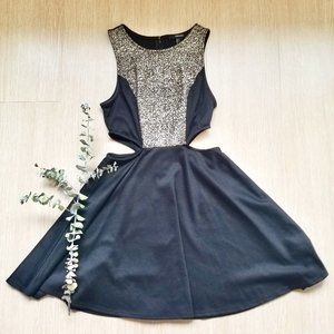 Forever 21 Women's Mini Cut Out Dress Silver Black